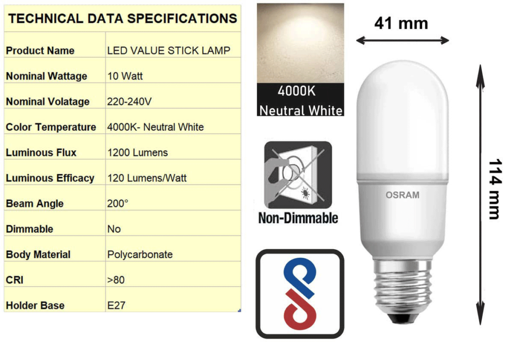 Osram Ledvance Led Value Stick W E Candle Lamp Neutral White K