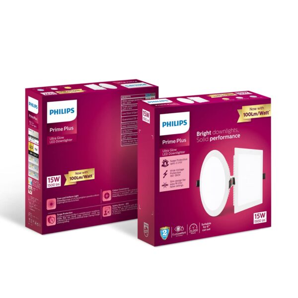 PHILIPS 15 WATT ROUND ULTRA GLOW PRIME PLUS RECESSED PANEL LIGHT, WARM WHITE,  YELLOW, PH1007 - The Light Kart