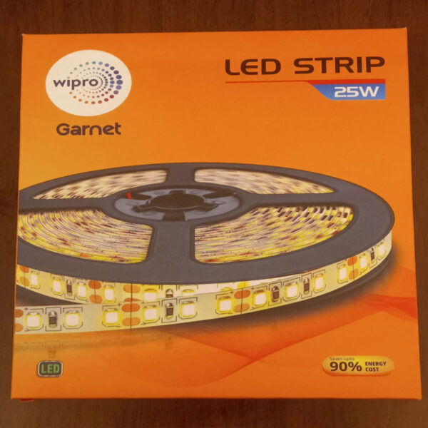 Wipro Garnet 25W LED Strip 5 metre, D42827-1, with 2 Amp Driver H43520, Warm White, Yellow WP1105