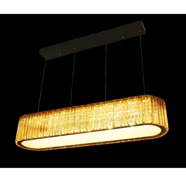 LEARC 40 X 8 INCH RECTANGULAR LED COLOUR CHANGING THREE IN ONE CHAMPAIGN CRYSTAL GLASS CHANDELIER/HANGING LIGHT HL8027