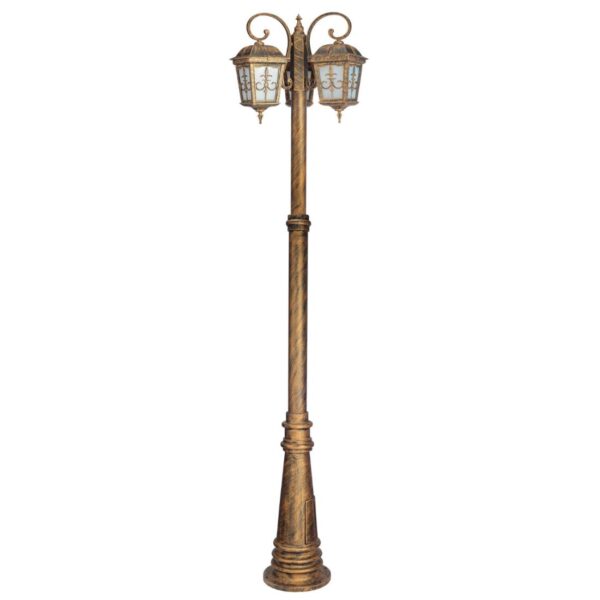 SUPERSCAPE aluminium die cast antique gold finish 3 light 10 feet garden pole K1418