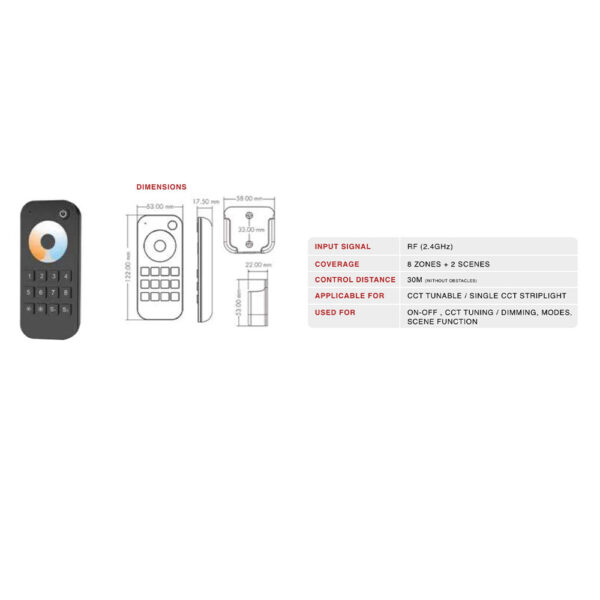 Remote for 2 channel for CCT tunable and single CCT strip light MEM228