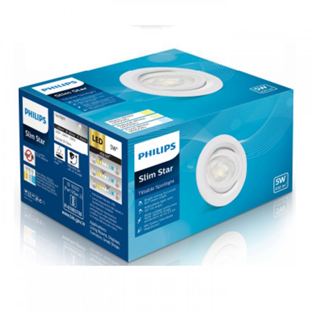 PHILIPS SLIMSTAR 5 WATT TILTABLE COB LED DOWN LIGHT COOL DAY LIGHT WHITE PH1508