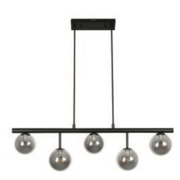 PHILIPS 800007 STELLAR 5 HEAD SMOKY BLACK CHANDELIER PH1743