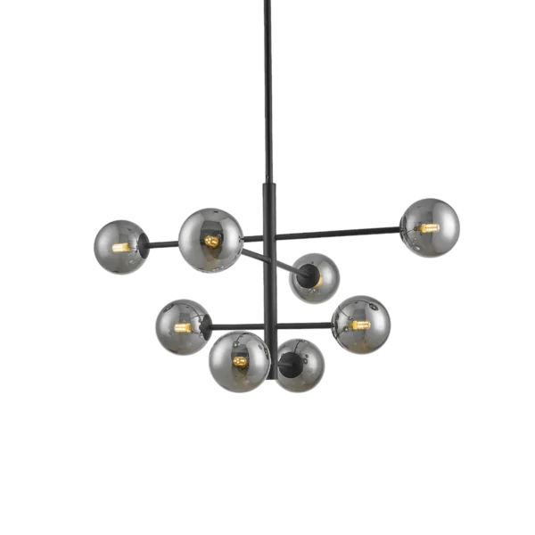 PHILIPS 800015 CELESTIAL 8 HEAD SMOKY BLACK CHANDELIER PH1748