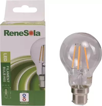 RENESOLA A60 DIMMABLE 9 WATT CLEAR LED FILAMENT BULB B22 WARM WHITE YELLOW LIGHT 2700K RN1025