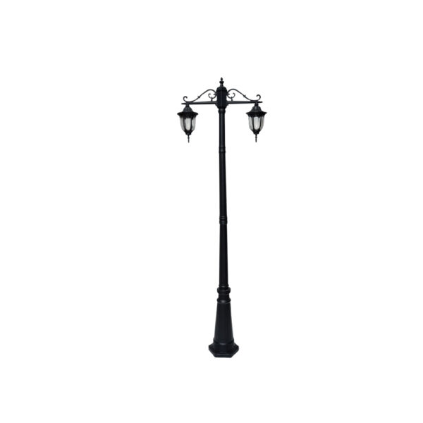 SUPERSCAPE aluminium die cast 6.5  feet E27 two light garden Pole light black SK5359