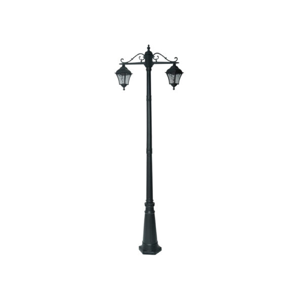 SUPERSCAPE aluminium die cast 6.5  feet E27 two light garden Pole light black SK5361