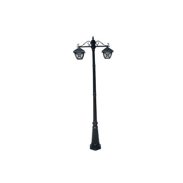 SUPERSCAPE aluminium die cast 6.5  feet E27 two light garden Pole light black SK5362
