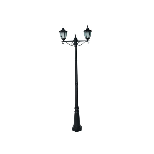SUPERSCAPE aluminium die cast 7.5  feet E27 two light garden Pole light black SK5364