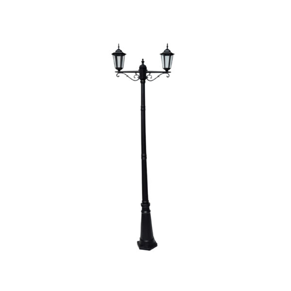 SUPERSCAPE aluminium die cast 7.5  feet E27 two light garden Pole light black SK5368