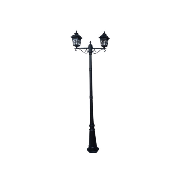 SUPERSCAPE aluminium die cast 7.5  feet E27 two light garden Pole light black  SK5380