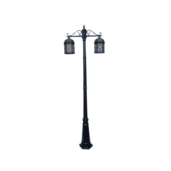 SUPERSCAPE aluminium die cast 2 meter E27 two light garden Pole light black SK5383