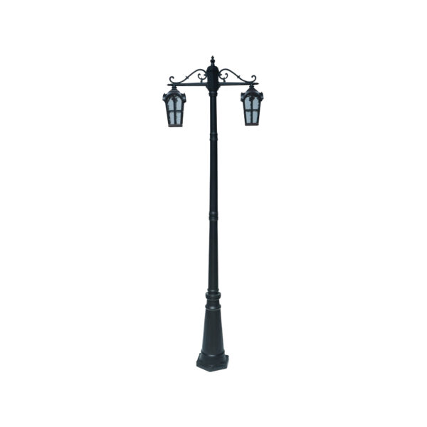 SUPERSCAPE aluminium die cast 2 meter E27 two light garden Pole light black SK5386