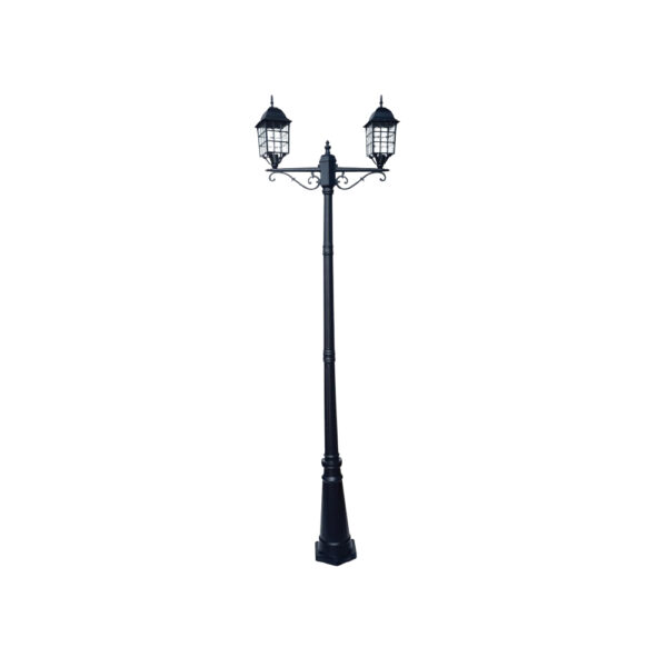 SUPERSCAPE aluminium die cast 7.5  feet E27 two light garden Pole light black SK5387