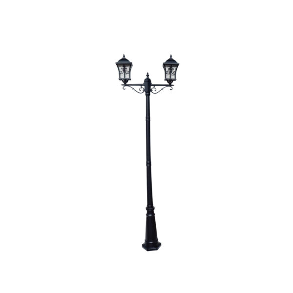 SUPERSCAPE aluminium die cast 7.5  feet E27 two light garden Pole light black SK5388