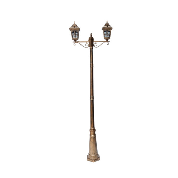 SUPERSCAPE aluminium die cast 7.5  feet E27 two light garden Pole light black gold SK5392