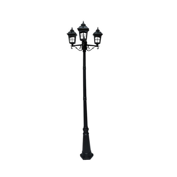 SUPERSCAPE aluminium die cast 7.5 feet E27 three light garden Pole light black SK5406