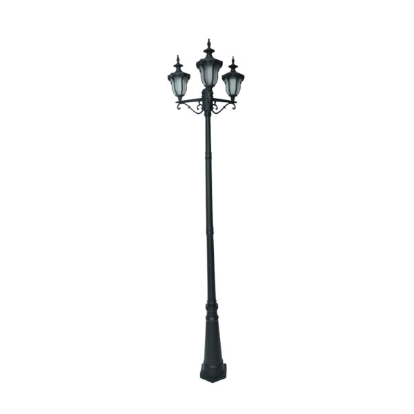 SUPERSCAPE aluminium die cast 7.5 feet E27 three light garden Pole light black SK5407