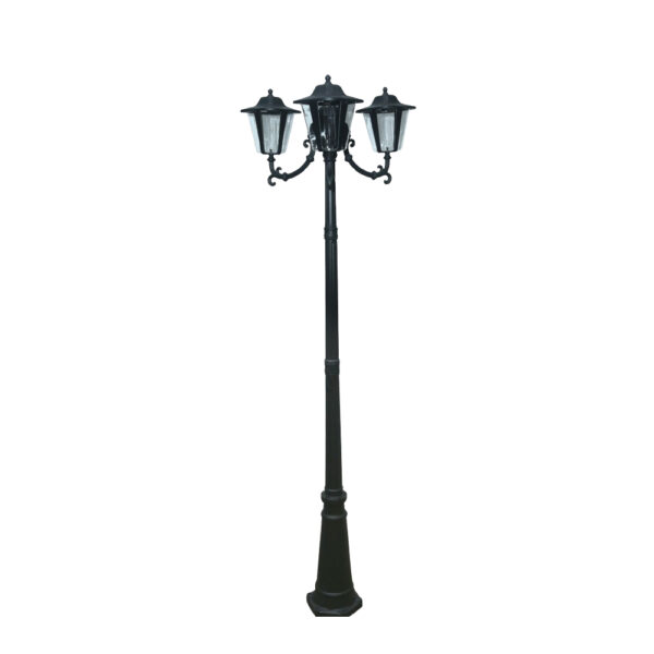 SUPERSCAPE aluminium die cast 7 feet E27 three light garden Pole light black SK5413