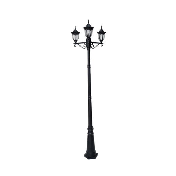 SUPERSCAPE aluminium die cast 7.5 feet E27 three light garden Pole light black SK5423