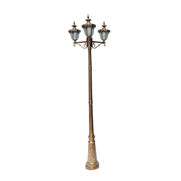 SUPERSCAPE aluminium die cast 7.5 feet E27 three light garden Pole light black gold SK5432