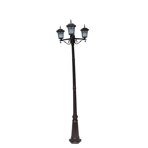 SUPERSCAPE aluminium die cast 7.5 feet E27 three light garden Pole light coffee brown SK5441