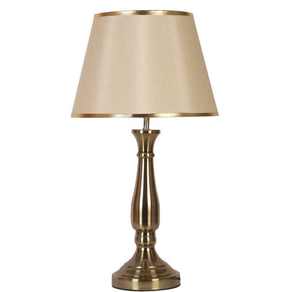 LEARC antique brass finish table lamp with light gold shade having golden border TL5014-D