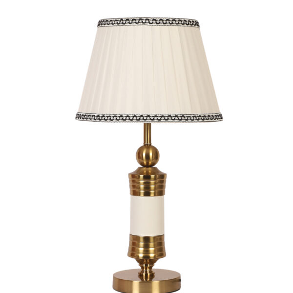 LEARC gold bronze and white finish table lamp with cream shade TL5017-A