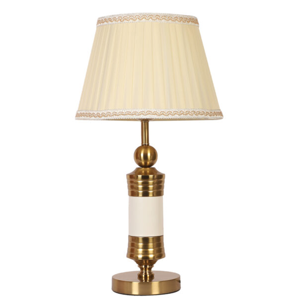 LEARC gold bronze and white finish table lamp with dark cream shade TL5017-E