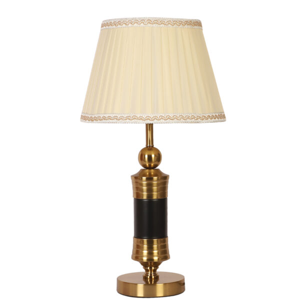 LEARC gold bronze and black finish table lamp with dark cream shade TL5018-E
