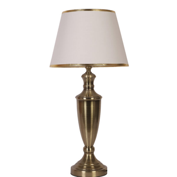 LEARC antique brass finish table lamp with white shade having golden border TL5020-C