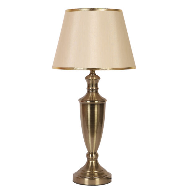 LEARC antique brass finish table lamp with light gold shade having golden border TL5020-D