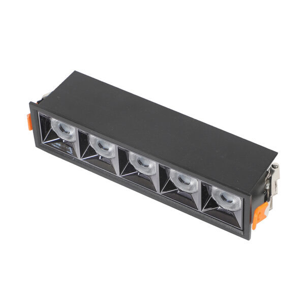 LEARC black 5 x 4 watt anti glare LED Linear down light with Bridgelux COB and Fulham or equivalent LED driver TR1767