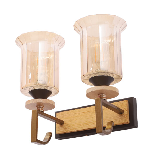 LEARC Designer Lighting Contemporary Glass Metal Wood Wall Light WL3174