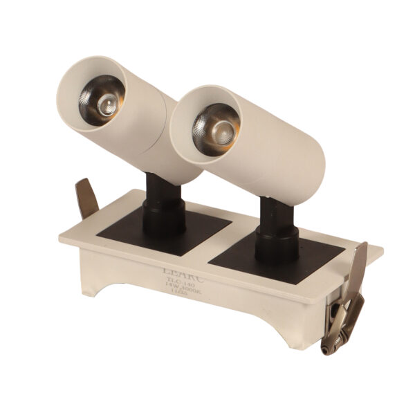 LEARC aluminium white finish 2 X 7 watt LED adjustible recess down light with Bridgelux LED and  Philips Driver TR1969